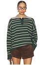 view 1 of 4 Clydie Polo Sweater in Green Stripe