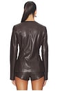 view 3 of 4 Vandellia Faux Leather Blazer in Chocolate