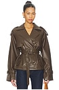 view 1 of 4 Ahmeira Faux Leather Jacket in Brown