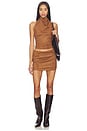 view 5 of 6 Aiya Faux Suede Skirt in Brown