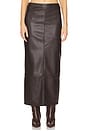 view 1 of 6 Kayla Faux Leather Skirt in Chocolate Brown