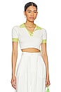 view 1 of 4 Joyce Collar Crop Top in White & Yellow