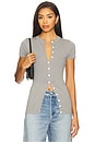 view 1 of 4 Samantha Button Up Top in Grey