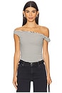view 1 of 6 Amber Off Shoulder Top in Black & White Stripe