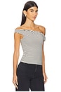 view 2 of 6 Amber Off Shoulder Top in Black & White Stripe