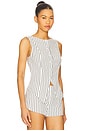 view 2 of 5 Alerie Button Front Top in White & Black Stripe