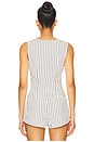 view 3 of 5 Alerie Button Front Top in White & Black Stripe