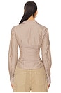 view 3 of 5 Ellie Button Up Top in Brown Stripe