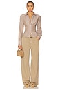 view 4 of 5 Ellie Button Up Top in Brown Stripe