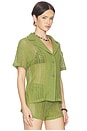 view 3 of 5 Rosie Button Up Top in Olive Green