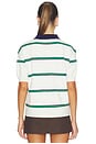 view 3 of 4 Francesca Polo Top in Green And Navy Stripe