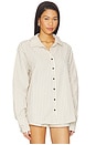 view 3 of 6 Kadence Button Up Top in Beige & White Stripe