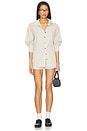 view 5 of 6 Kadence Button Up Top in Beige & White Stripe
