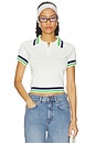 view 1 of 4 Hazel Knit Polo Top in White & Green