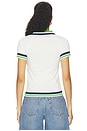 view 3 of 4 Hazel Knit Polo Top in White & Green
