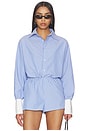 view 1 of 5 Lucinda Button Down Top in Blue Stripe