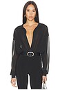 view 1 of 5 Gwynne Bodysuit in Black Chiffon