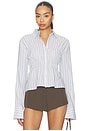 view 1 of 5 Annie Button Up Top in Blue Stripe