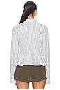 view 3 of 5 Annie Button Up Top in Blue Stripe