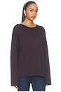 view 2 of 5 Lily Long Sleeve Top in Navy & Brown Stripe