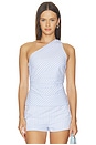 view 1 of 5 Malia Asymmetrical Top in Blue Stripe