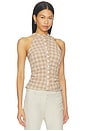 view 2 of 5 Karie Button Front Top in Brown Plaid