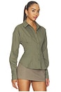 view 2 of 5 Jeyne Button Up Top in Olive Stripe