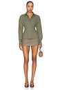 view 5 of 5 Jeyne Button Up Top in Olive Stripe