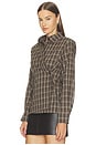 view 4 of 6 Ila Button Up Top in Brown Plaid