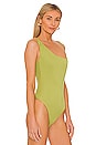 view 3 of 5 Andrea Asymmetrical Tank Bodysuit in Lime