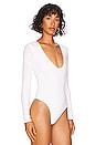 view 3 of 5 Malina Deep V Bodysuit in White