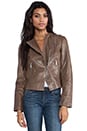 view 2 of 7 Leather Zipper Trim Biker Jacket in Taupe