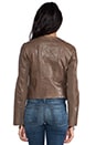 view 3 of 7 Leather Zipper Trim Biker Jacket in Taupe