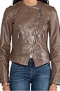 view 5 of 7 Leather Zipper Trim Biker Jacket in Taupe