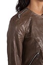 view 6 of 7 Leather Zipper Trim Biker Jacket in Taupe