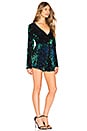 view 2 of 4 Celeste Sequin Romper in Aqua & Black