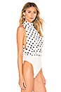 view 3 of 5 Destiny High Neck Bodysuit in White & Black
