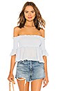 view 1 of 4 Dolly Off Shoulder Smocked Top in Baby Blue