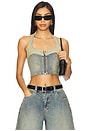 view 1 of 4 Roxie Denim Halter Top in Tint Dark Blue