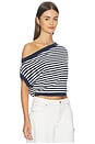 view 2 of 6 Cold Shoulder Knit Top in Blue Stripe