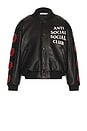view 4 of 5 Petal To The Metal Leather Varsity Jacket in Black