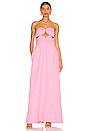 view 1 of 3 Solid Strapless Matelasse Long Dress in Pink