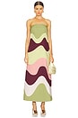 view 1 of 3 Giardino Strapless Long Dress in Green, Pink, Brown & Salmon