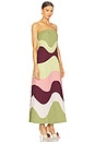 view 2 of 3 Giardino Strapless Long Dress in Green, Pink, Brown & Salmon