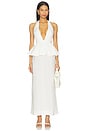 view 1 of 3 Solid Deep-V Peplum Maxi Dress in Off-white
