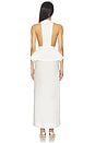 view 3 of 3 Solid Deep-V Peplum Maxi Dress in Off-white
