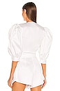 view 3 of 4 Puff Sleeve Cropped Blouse in White