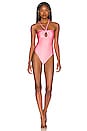 view 1 of 3 Solid High-Leg Keyhole One Piece in Pink