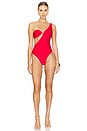 view 1 of 3 Holiday One Shoulder Swimsuit in Red