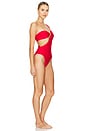 view 2 of 3 Holiday One Shoulder Swimsuit in Red